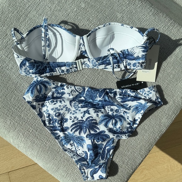 STAUD Sea Blue and White Tropical Bikini Set - Picture 4 of 9